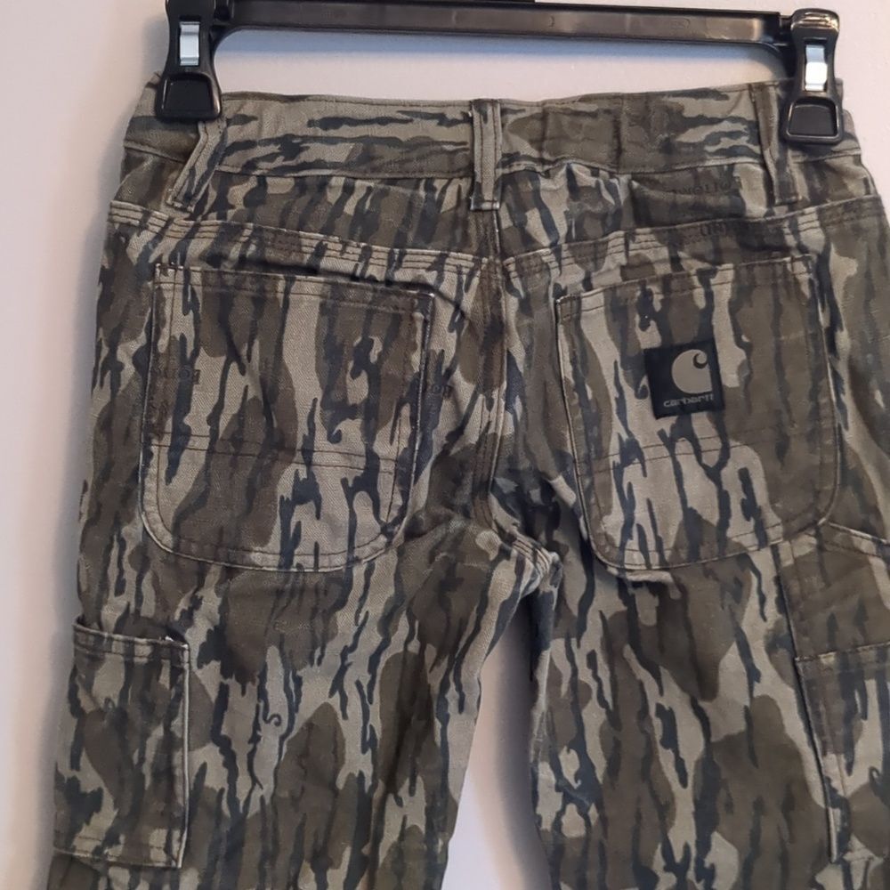 Carhartt Boys Bottomland Camo Green Black Cargo Carpenter Pants - Size 8 - Picture 8 of 13